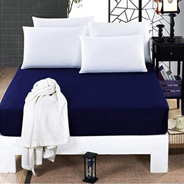 Navy Blue Colour Water Proof Terry Cloth Fitted Mattress Protector - Image 2